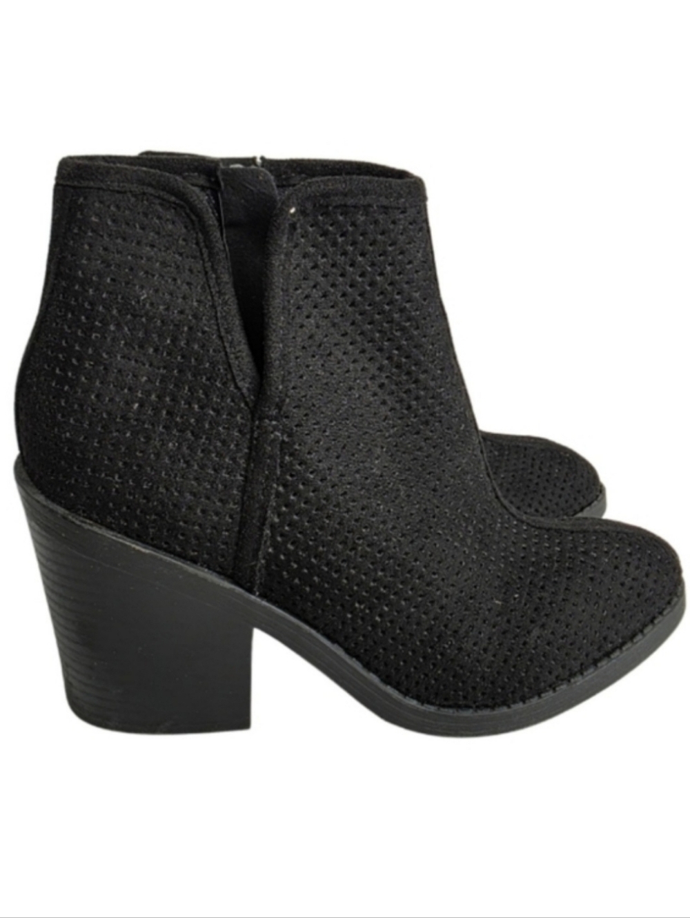 Soda Cutout Booties Black Chunky 2" Heel Like NEW *AY